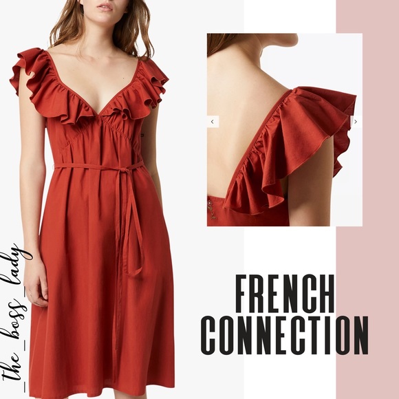 French Connection Dresses & Skirts - NWT FRENCH CONNECTION dress fun short ruffles size 6 100% cotton tie waist